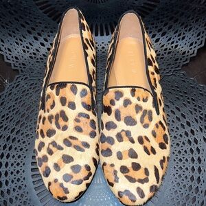 J. Crew Leopard Print Flats calf hair smoking loafers